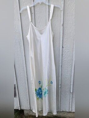 Vintage Morgan Taylor Floral Satin Chemise Nightgown Small